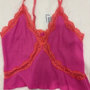 Forever 21 Pink Cami with Orange Lace